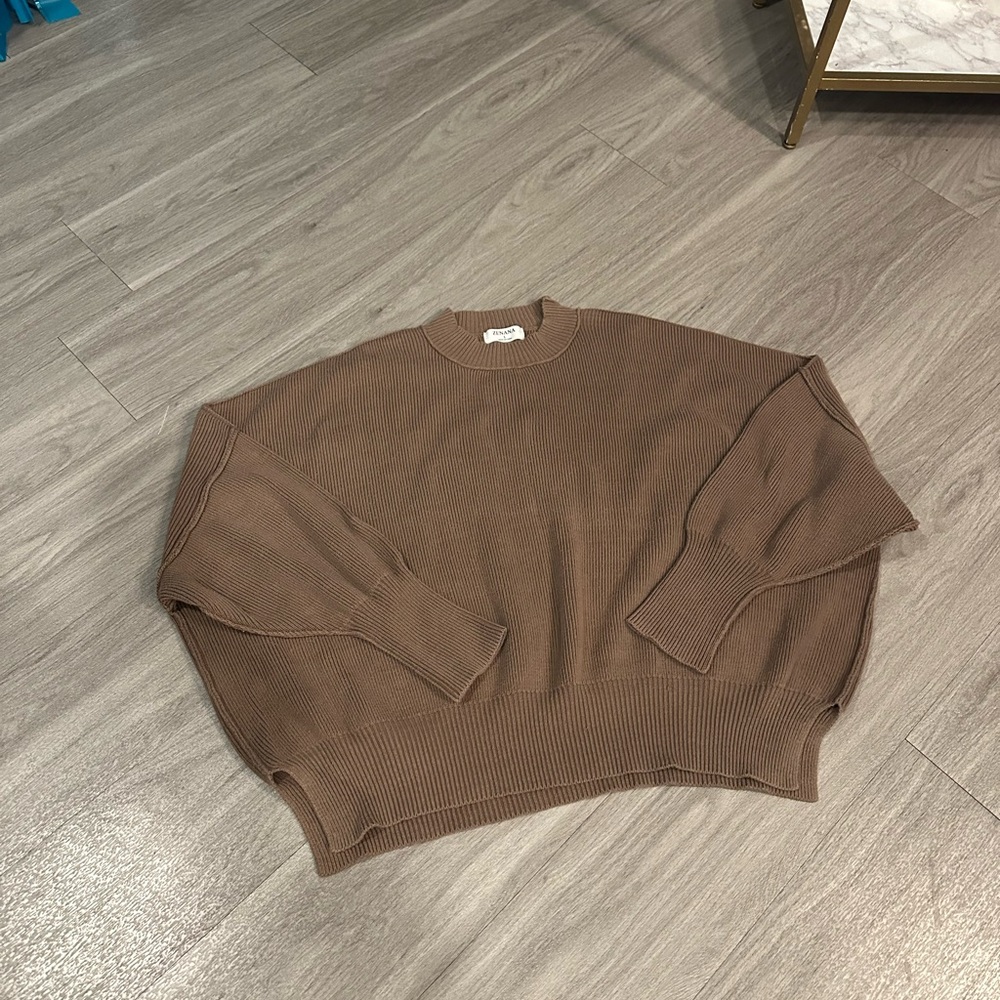 Zenana Brown Crew Neck Sweater